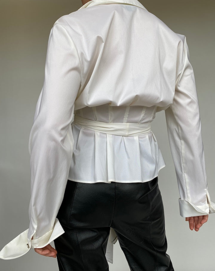 VINTAGE WHITE TIE BLOUSE 468-3