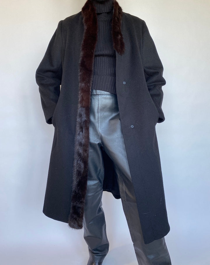 VINTAGE WOOL COAT WITH FUR COLLAR 561-4