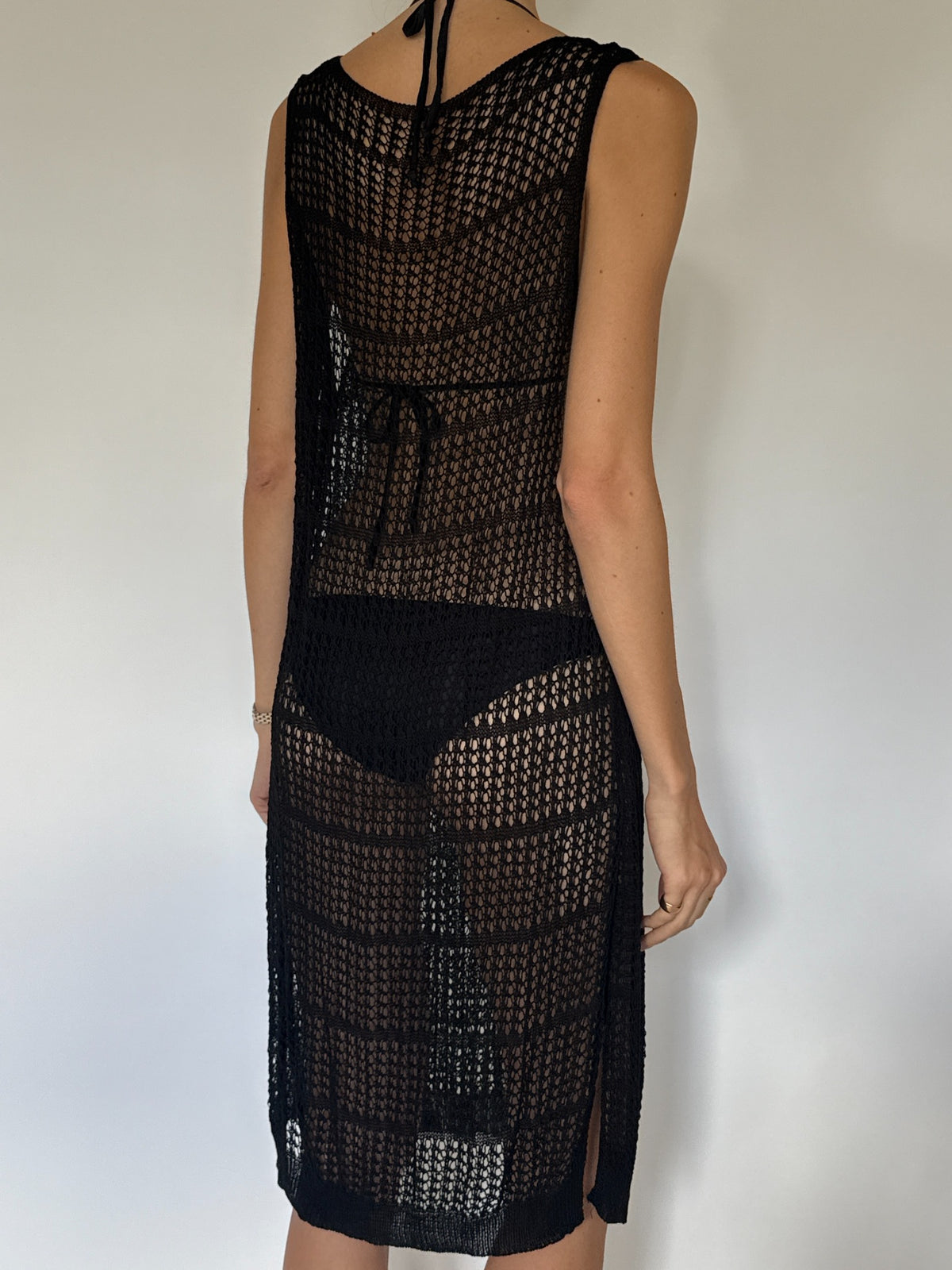 Black crochet-style swim cover-up dress IMG_5496