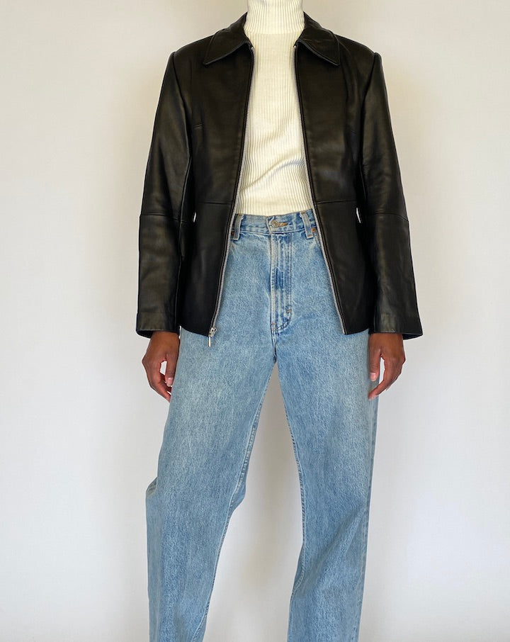 VINTAGE BLACK LEATHER JACKET 4478