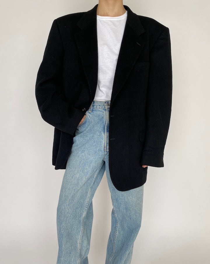 VINTAGE BLACK CASHMERE WOOL BLAZER 4699