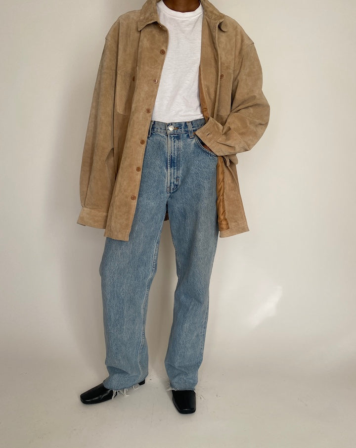 VINTAGE OVERSIZED BEIGE SUEDE LEATHER JACKET 4062