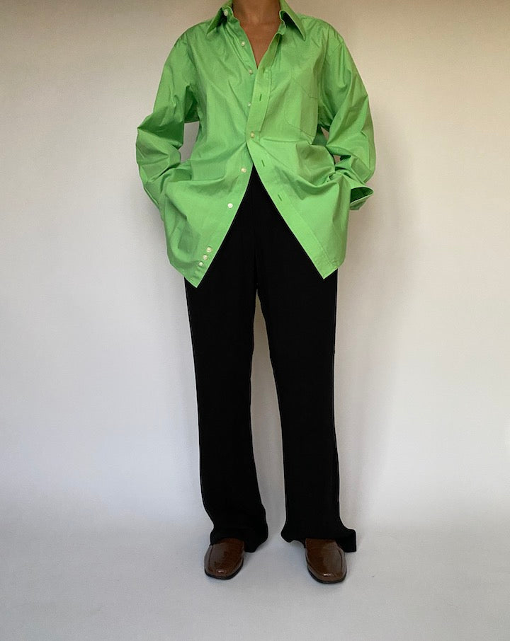 VINTAGE OVERSIZED GREEN BUTTON DOWN  SHIRT 2406