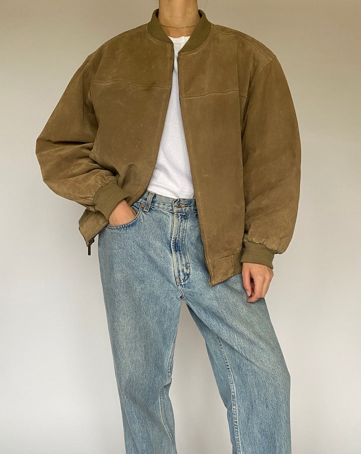 Vintage Honey Brown Suede Leather Jacket 5332