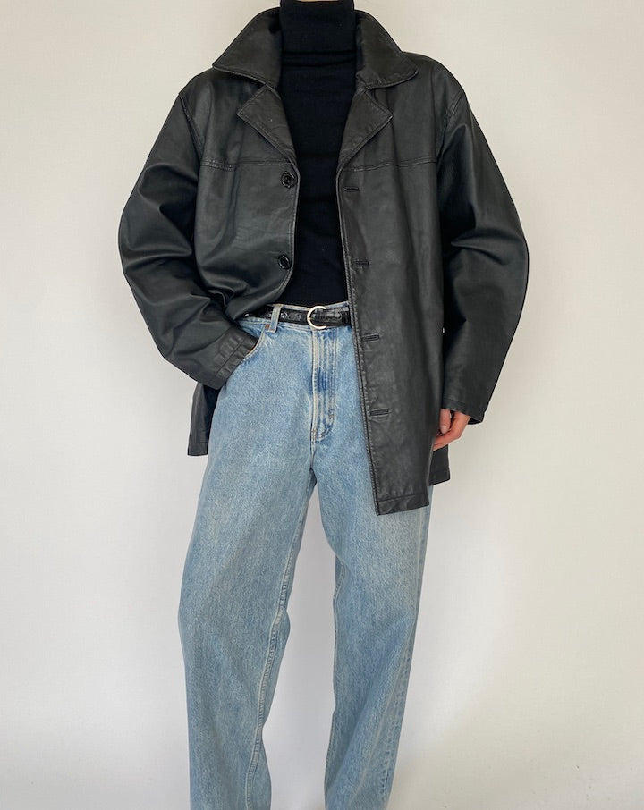 Vintage Black Leather Jacket 5286