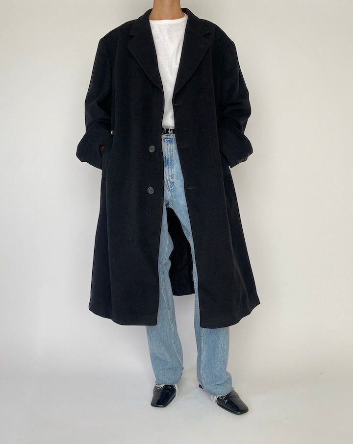 Vintage Dark Grey Cashmere Blended Coat 5278