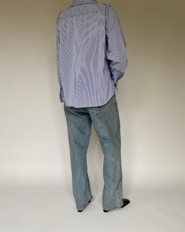 Vintage Blue and White Striped Ralph Lauren Shirt 5310