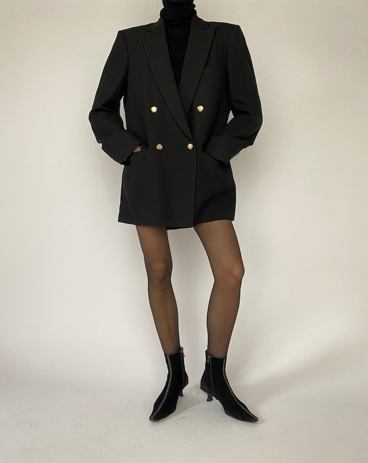 Vintage Black Blazer with Detailed Gold Buttons 5295