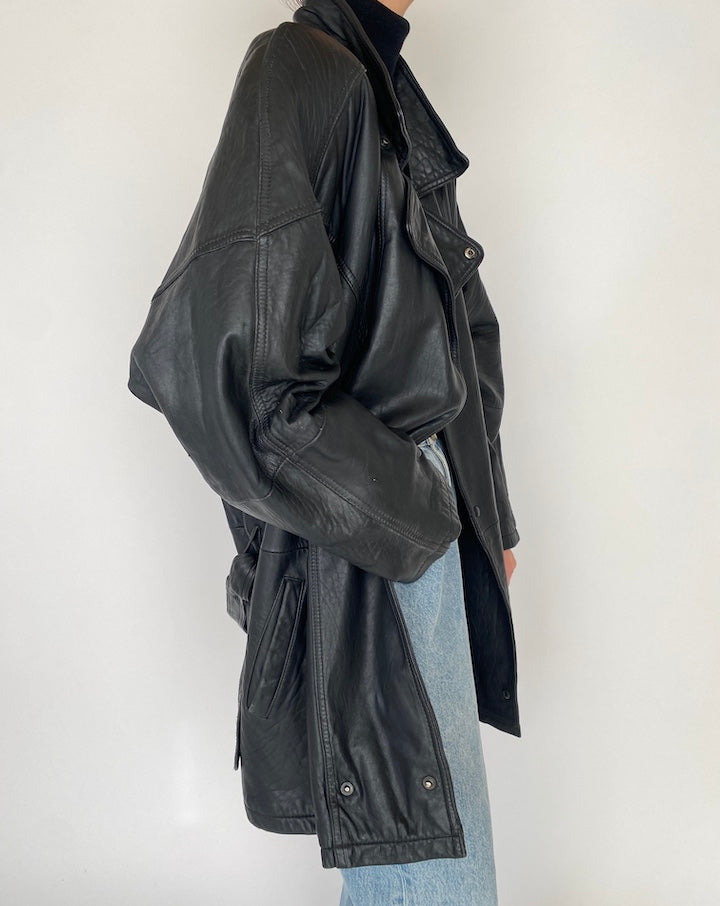 Vintage Black Leather Jacket 5273