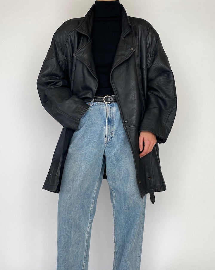 Vintage Black Leather Jacket 5273
