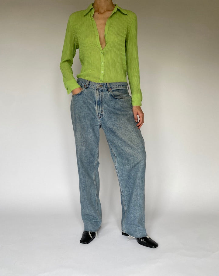 Vintage Green Textured Blouse 5321