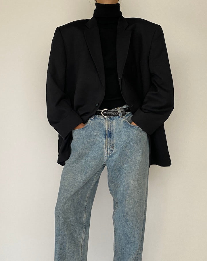 Vintage Black Wool Blazer 5280