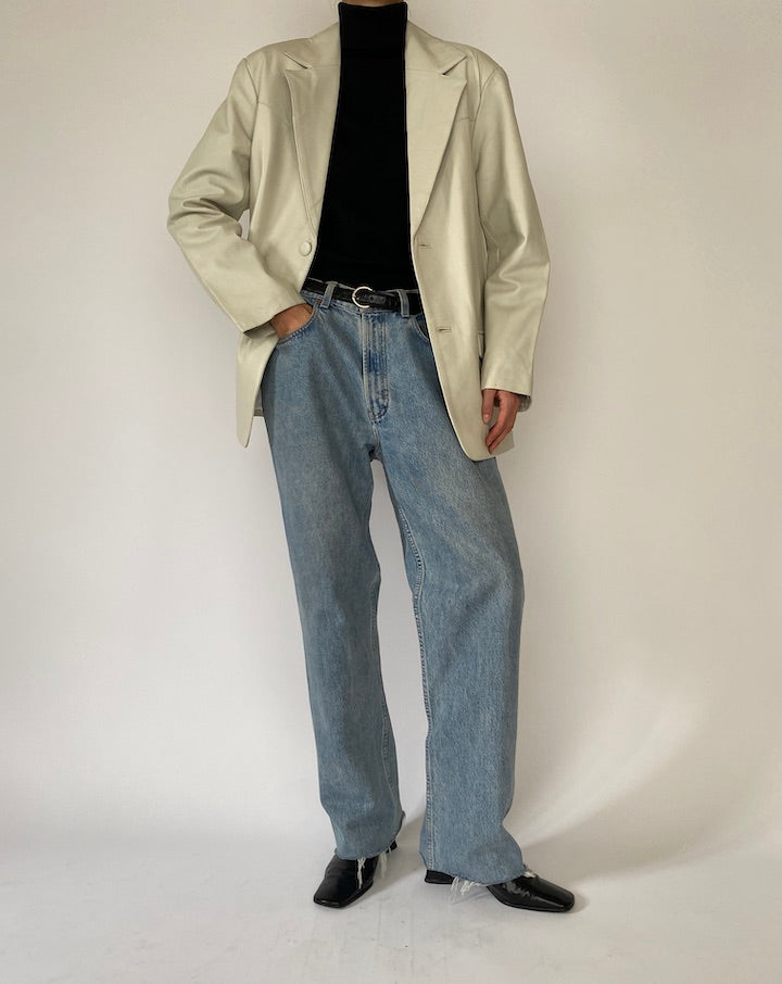Vintage Cream Leather Jacket 5076