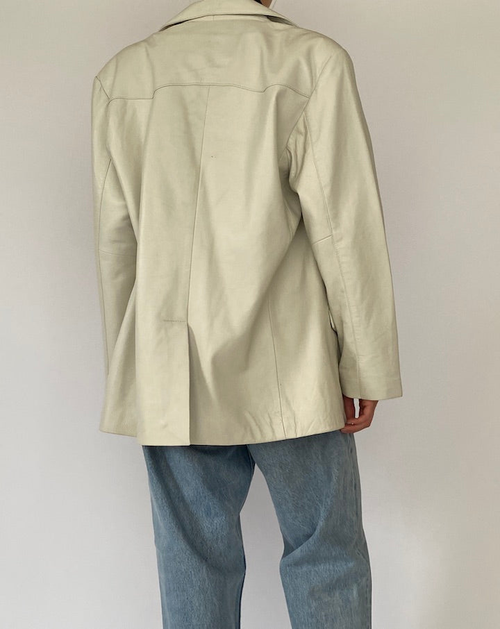 Vintage Cream Leather Jacket 5076
