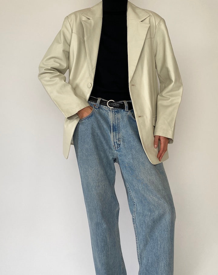 Vintage Cream Leather Jacket 5076