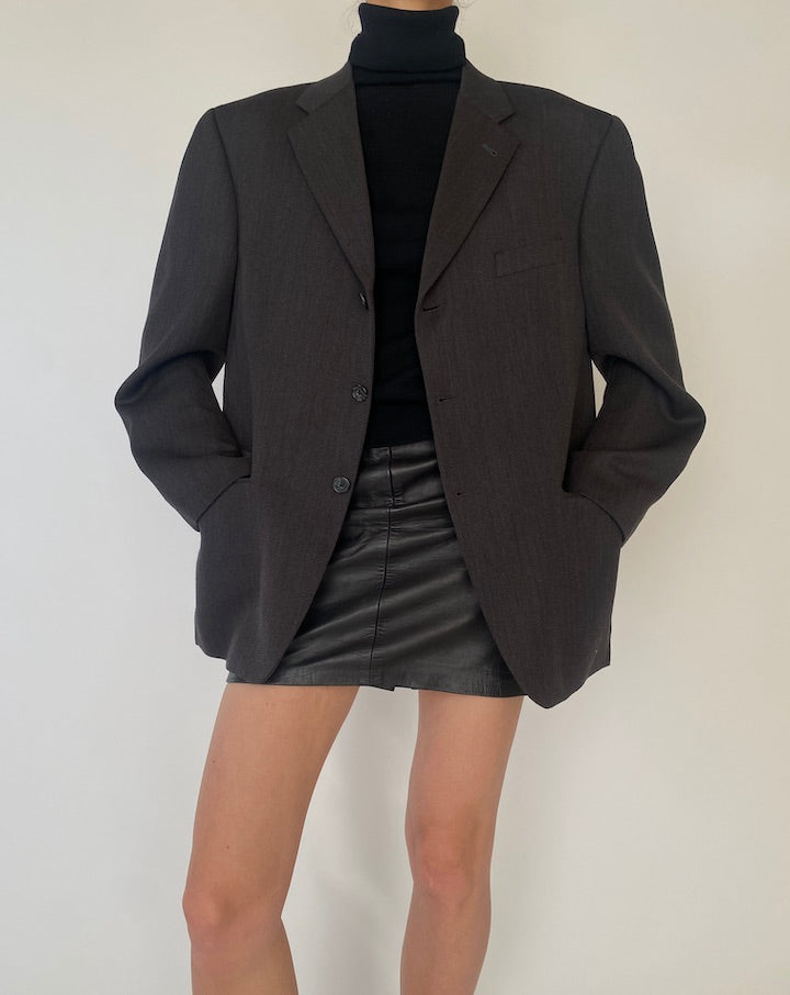 Vintage Dark Grey Wool Blazer 5247
