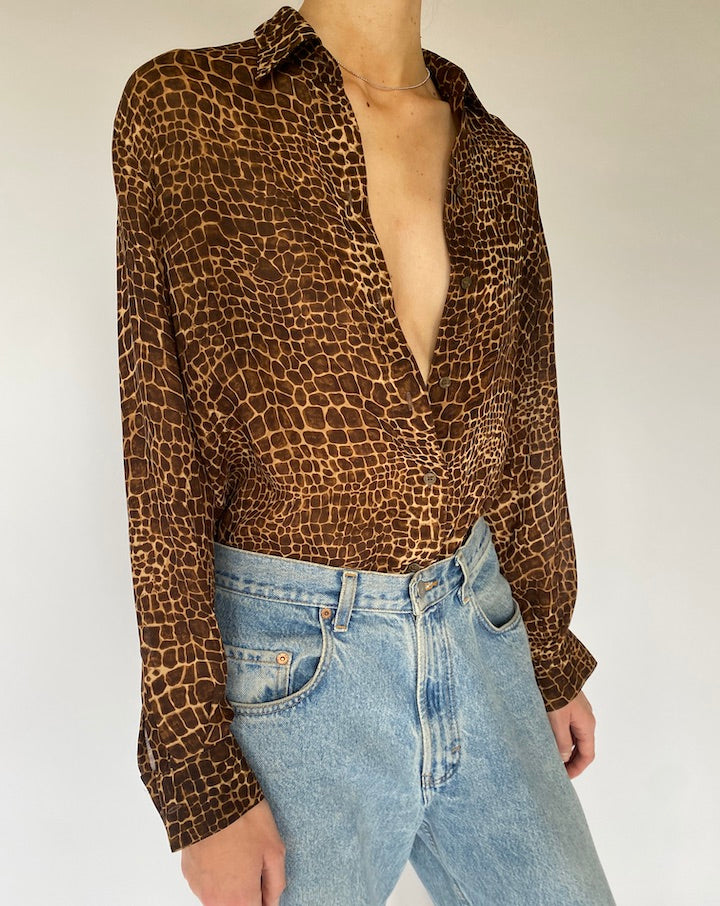 Vintage Animal Printed Blouse 5337