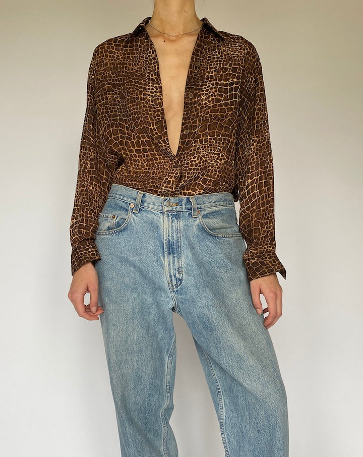 Vintage Animal Printed Blouse 5337