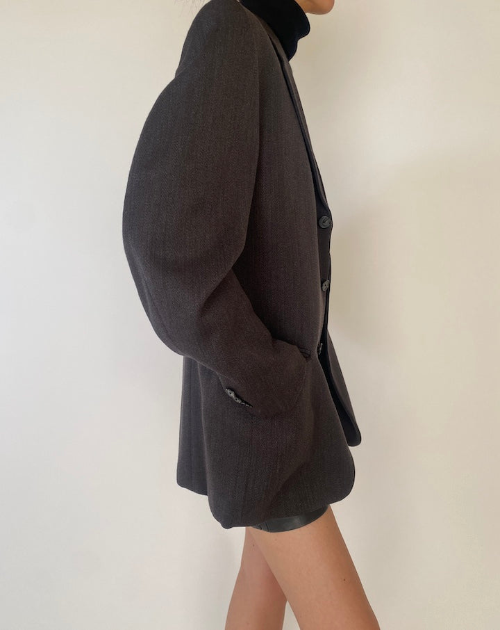 Vintage Dark Grey Wool Blazer 5247