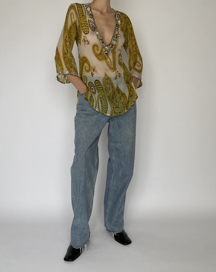VINTAGE SHEER PRINTED TOP 4230