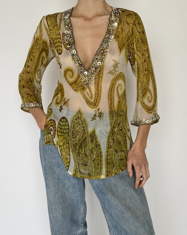 VINTAGE SHEER PRINTED TOP 4230