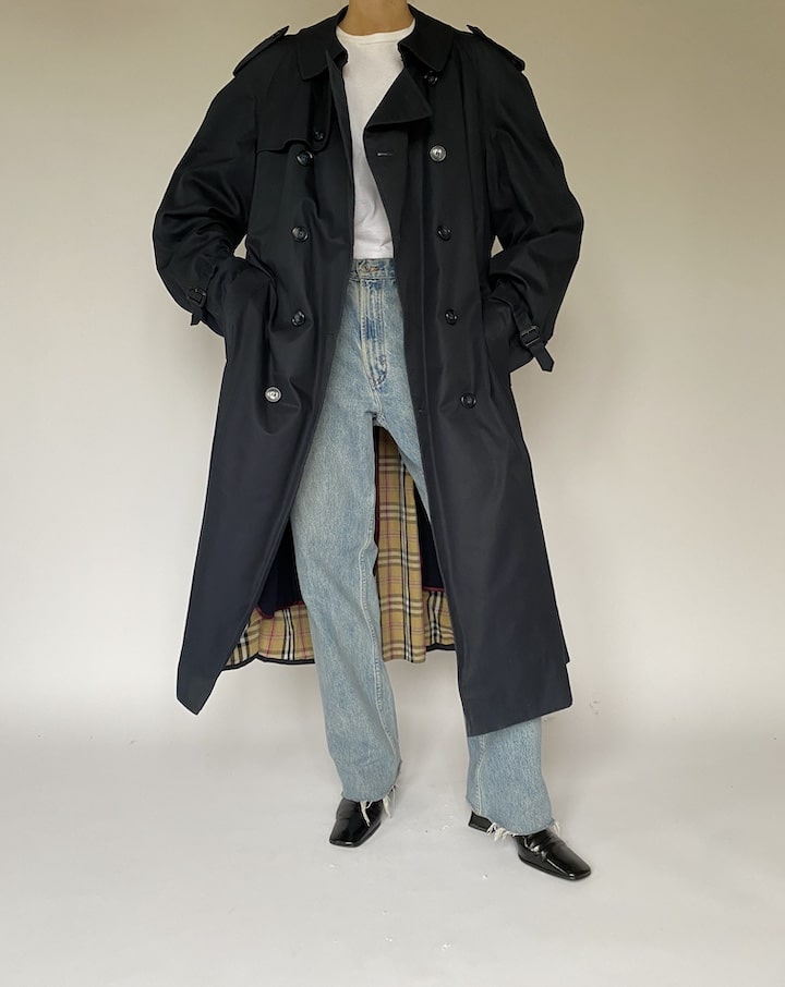 Vintage Oversized Navy Trench Coat 5154