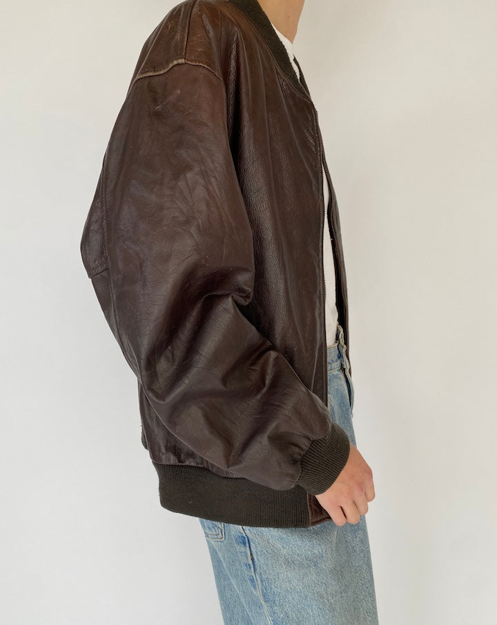 Vintage Dark Brown Leather Jacket 5467