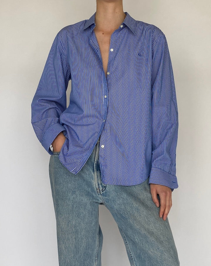 Vintage Blue and White Striped Ralph Lauren Shirt 5442