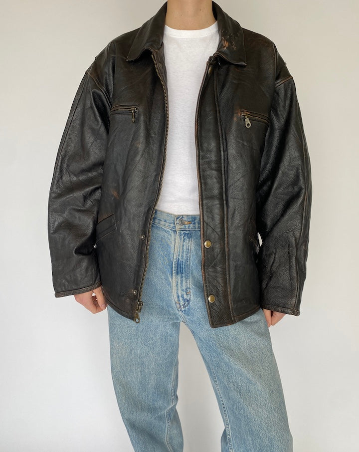 Vintage Oversized Leather Jacket 5459