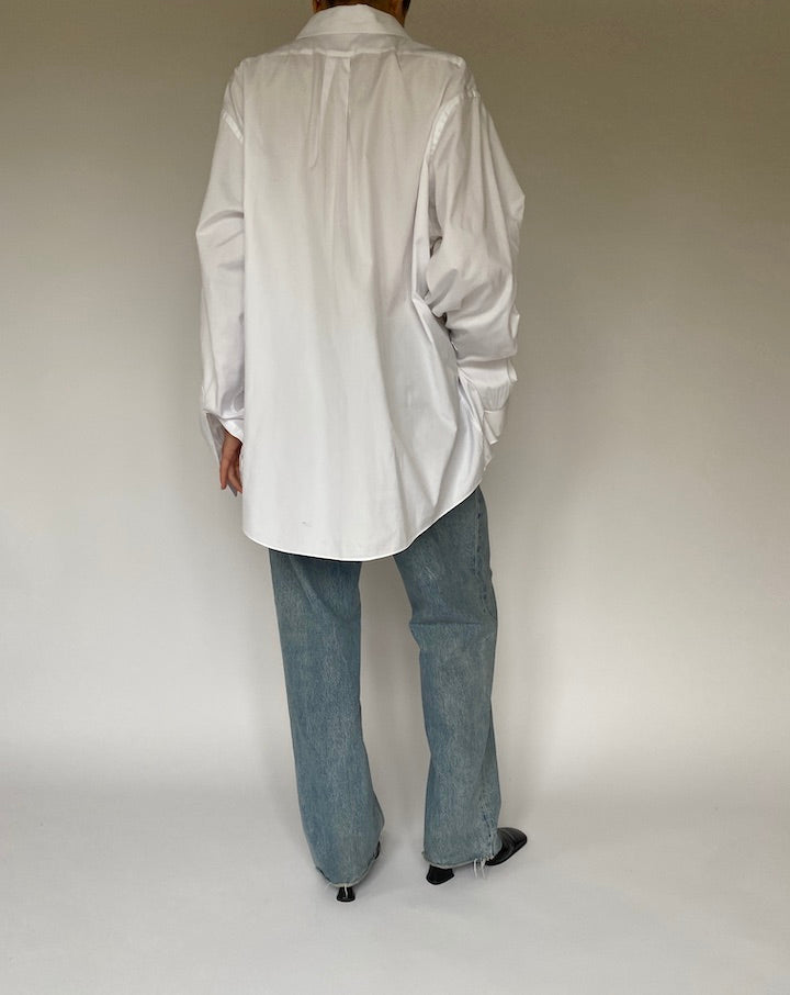Vintage Oversized White Cotton Shirt 5312