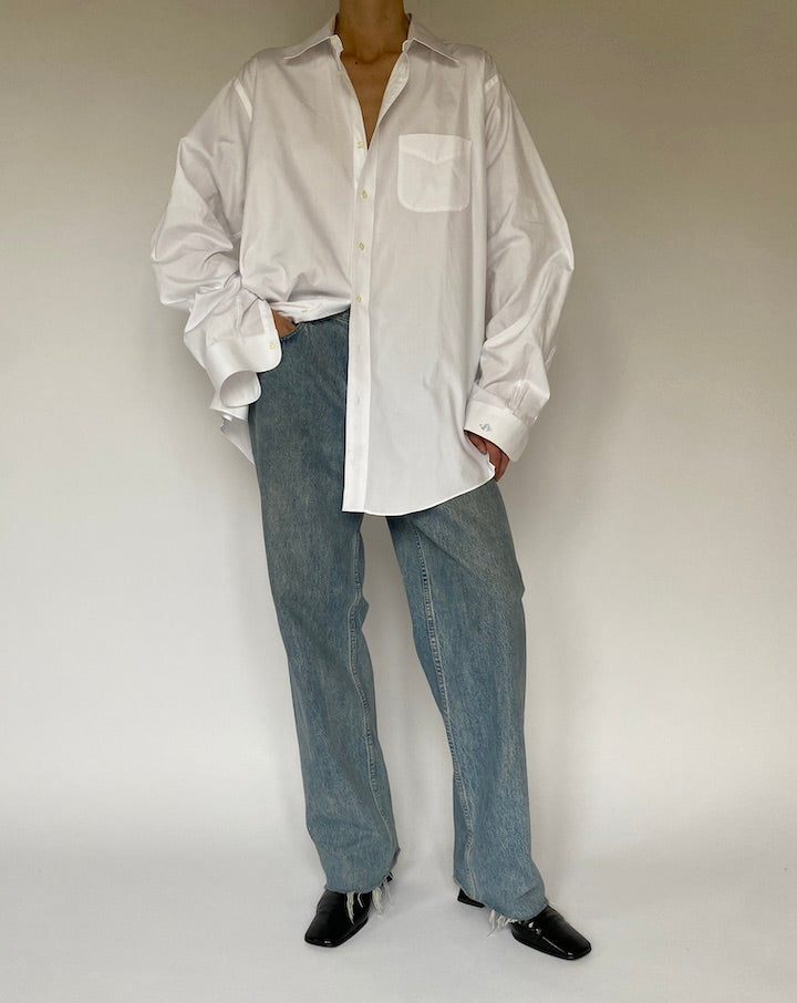 Vintage Oversized White Cotton Shirt 5312
