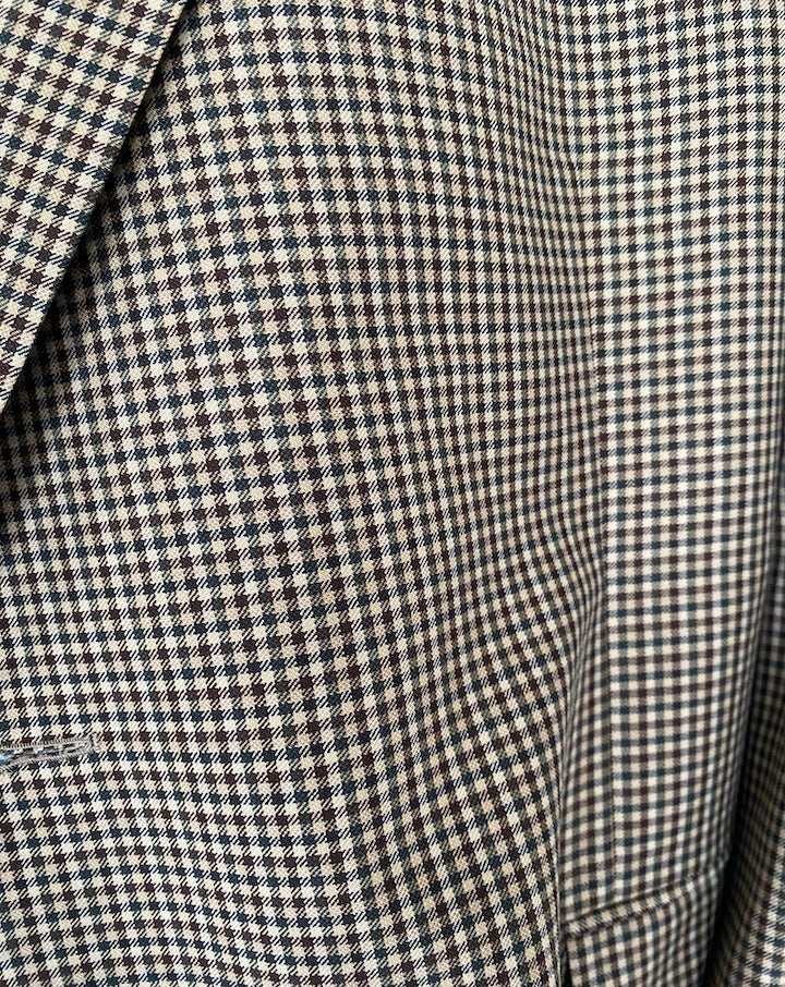 Vintage Brown and Green Checked Wool Blazer 5324