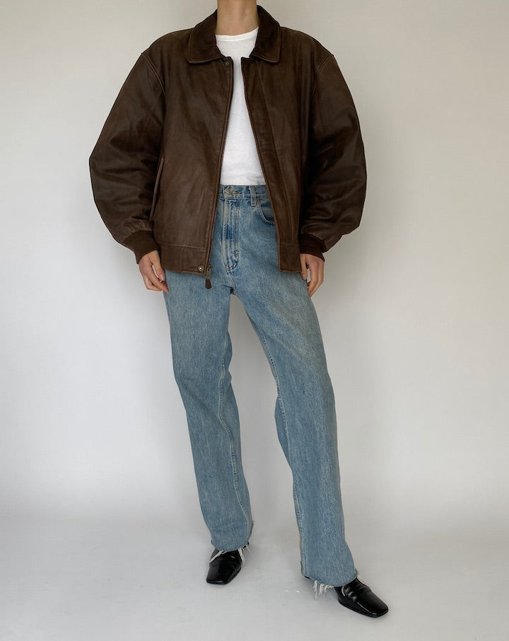 Vintage Oversized Leather Jacket in Brown 5446