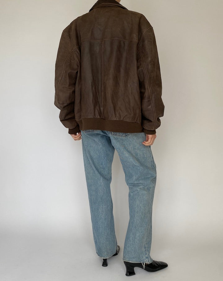 Vintage Oversized Leather Jacket in Brown 5446