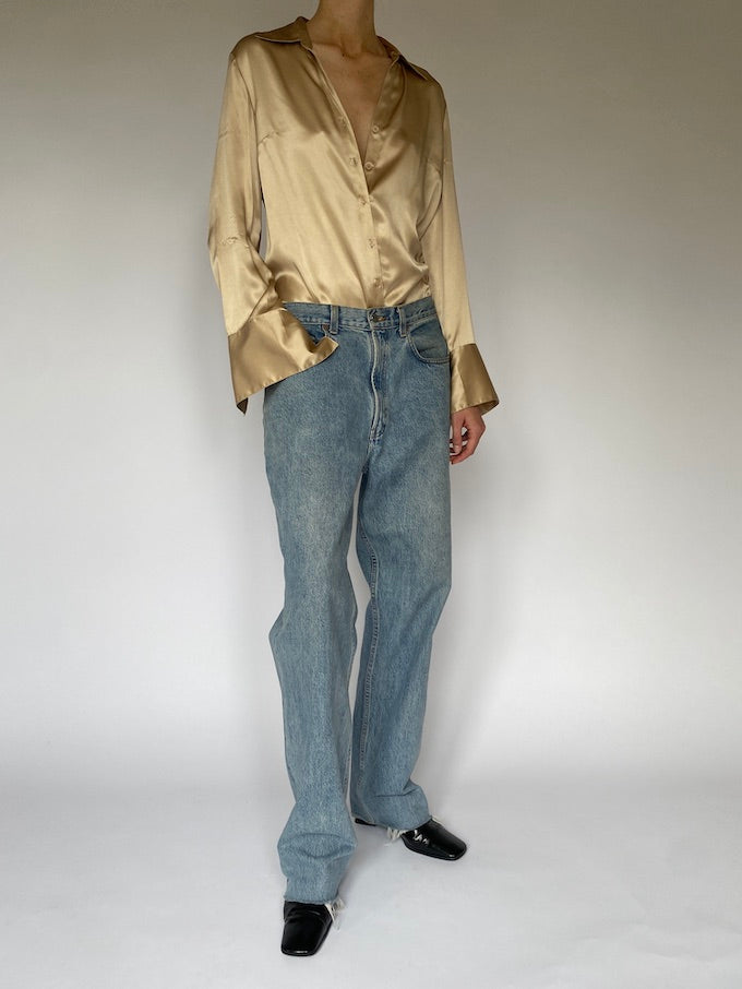Vintage beige silk blouse 5319