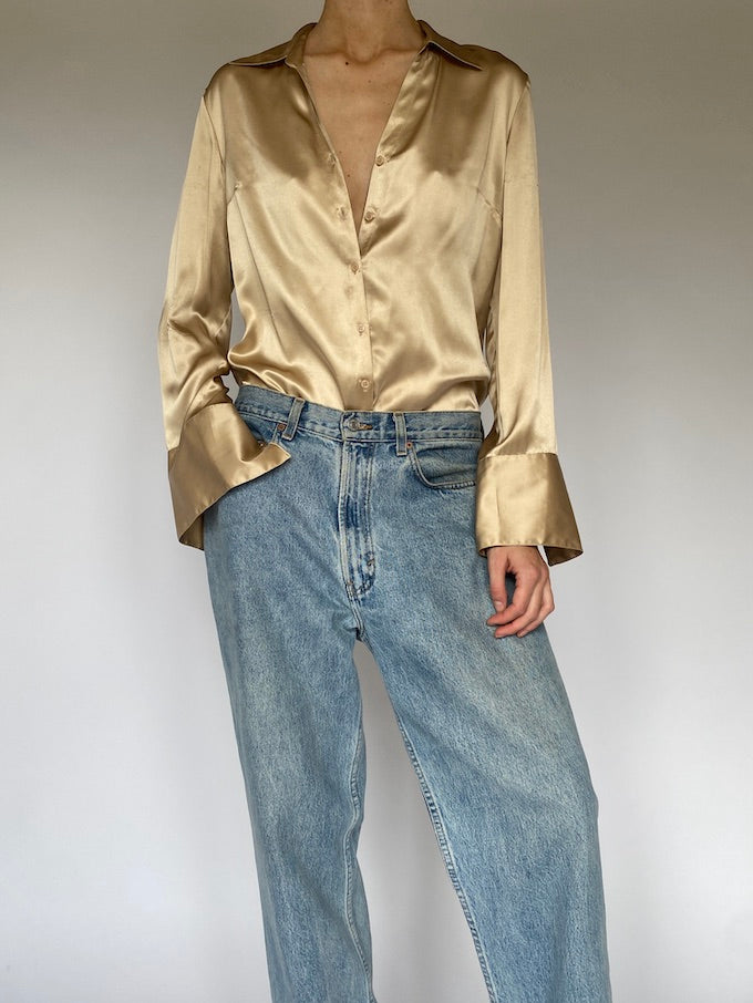 Vintage beige silk blouse 5319