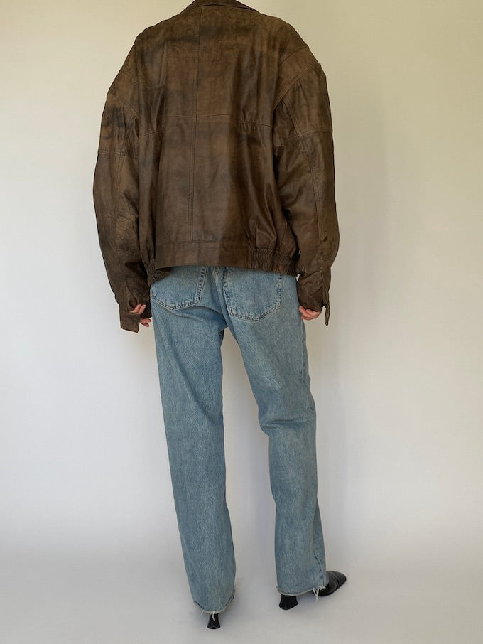 Vintage Leather Jacket In Brown 5422