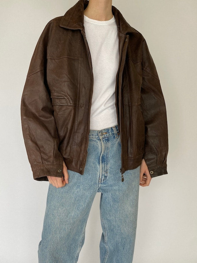 Vintage leather jacket in brown 5414