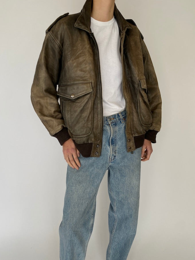 Vintage distressed leather jacket 5346
