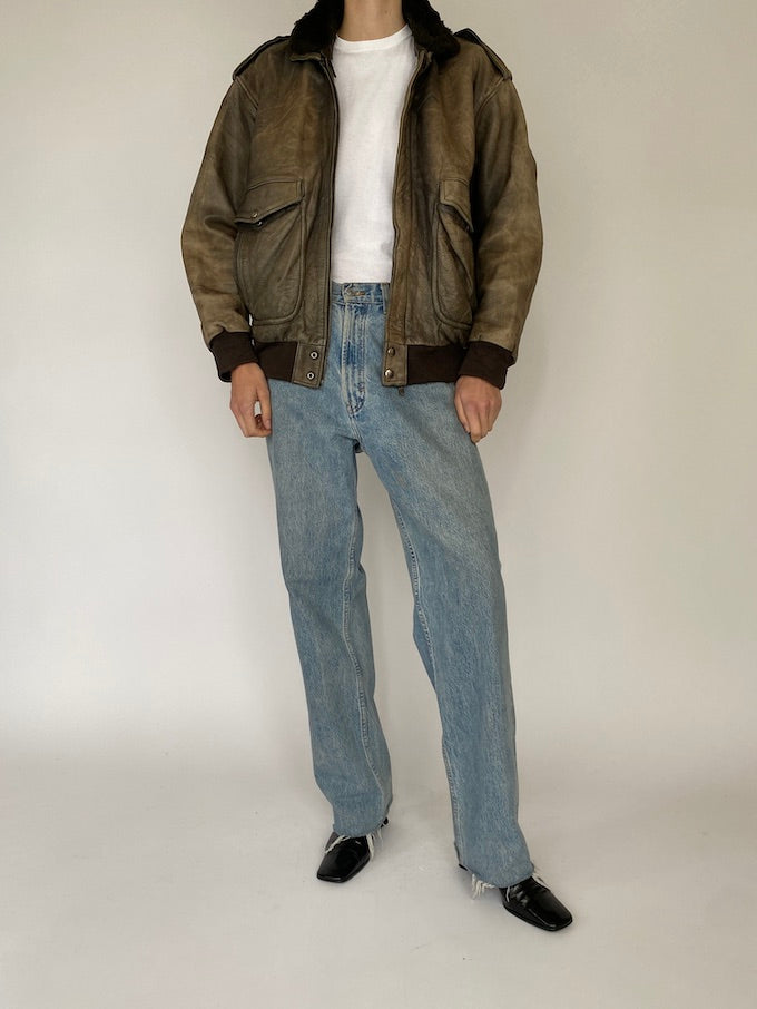 Vintage distressed leather jacket 5346