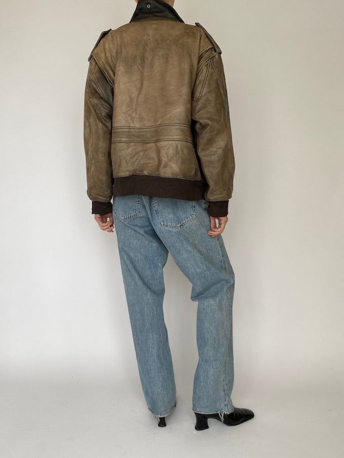 Vintage distressed leather jacket 5346