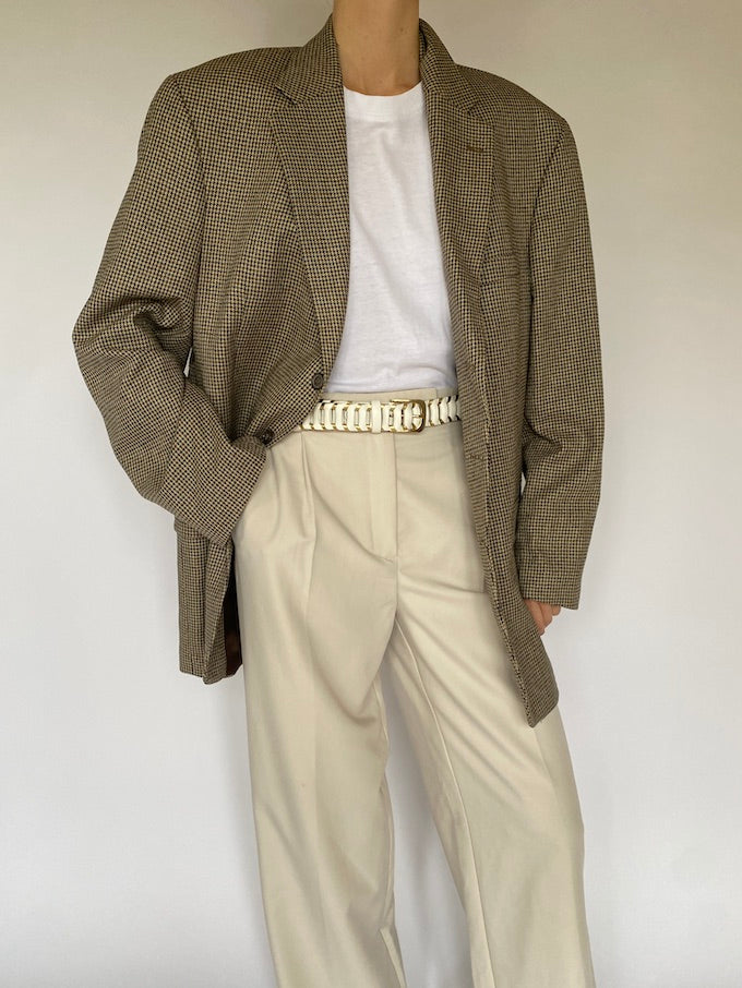 Vintage houndstooth blazer in beige 5492