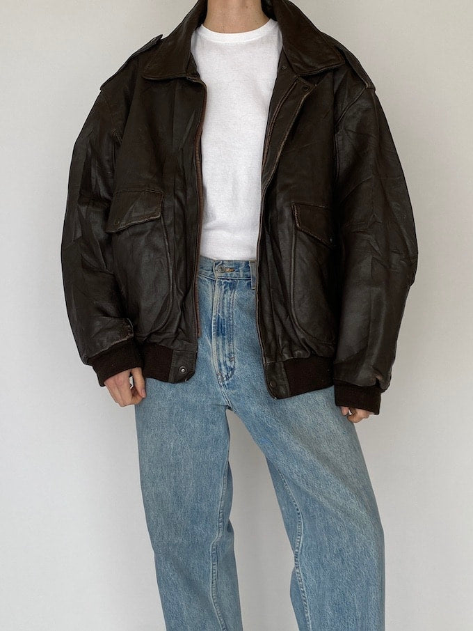 Vintage oversized brown leather jacket 5353