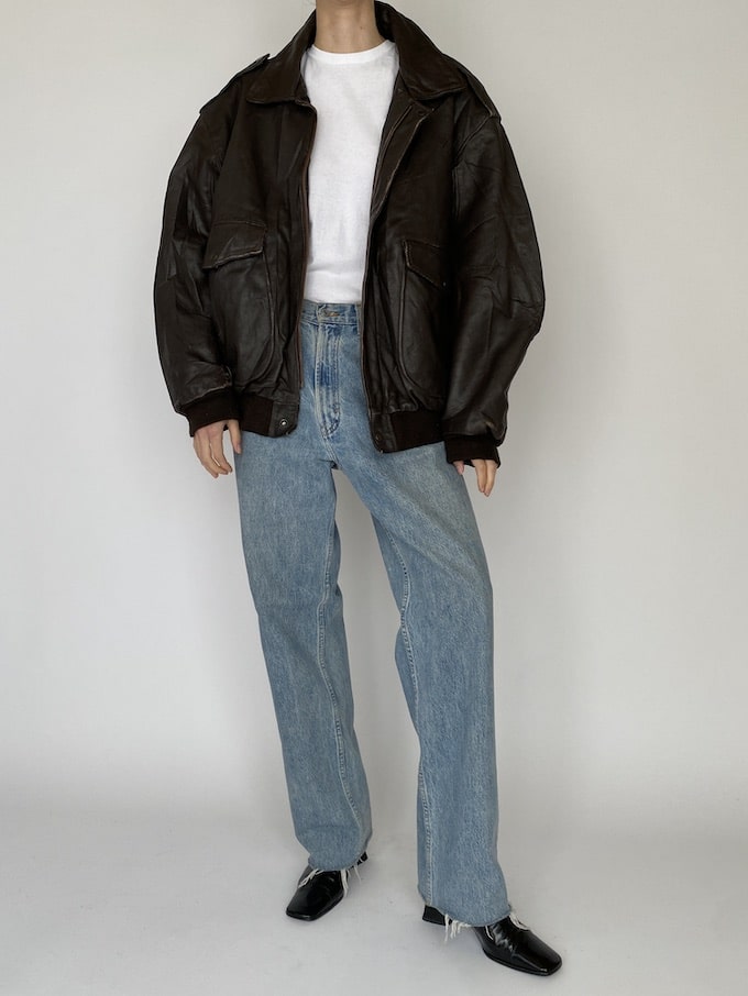 Vintage oversized brown leather jacket 5353