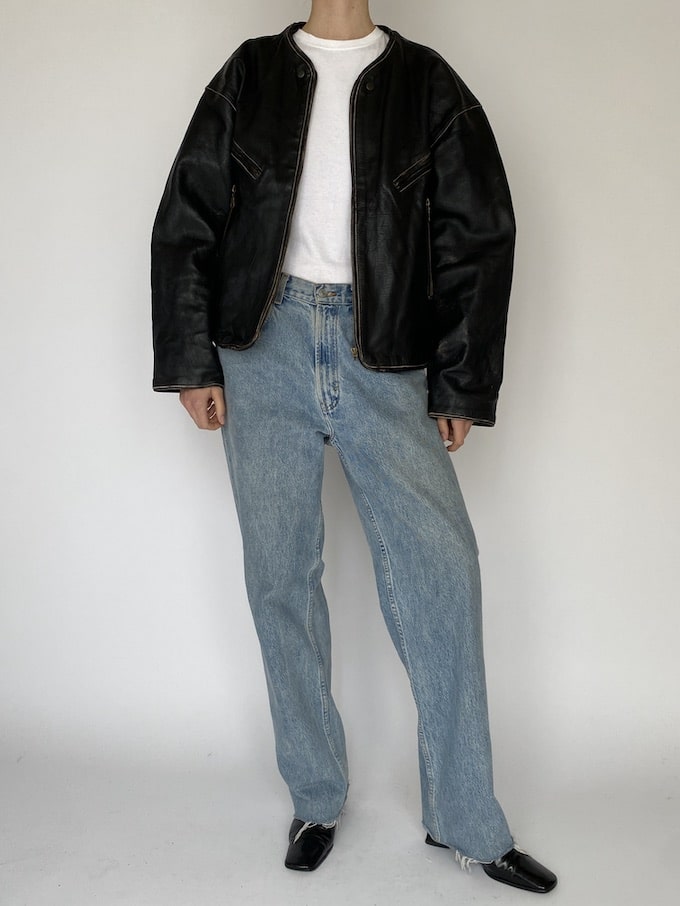 Vintage leather jacket in black 5462