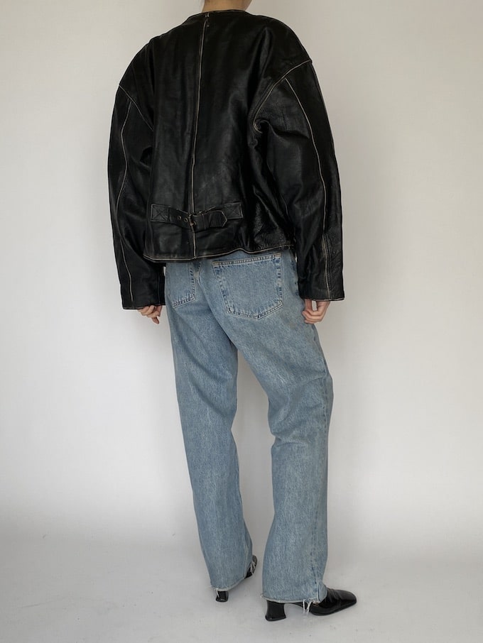 Vintage leather jacket in black 5462