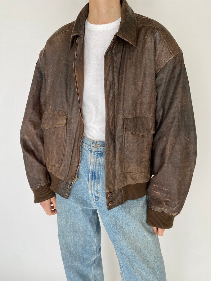Vintage leather jacket in brown 5354