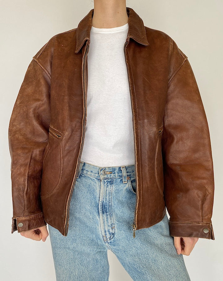 VINTAGE LEATHER JACKET IN BROWN 5426