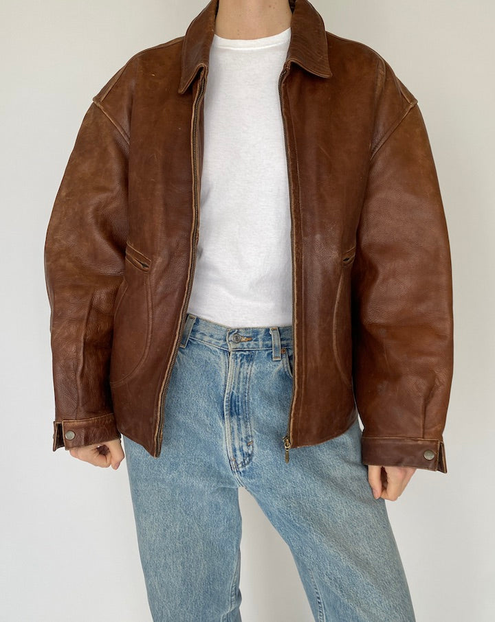 VINTAGE LEATHER JACKET IN BROWN 5426