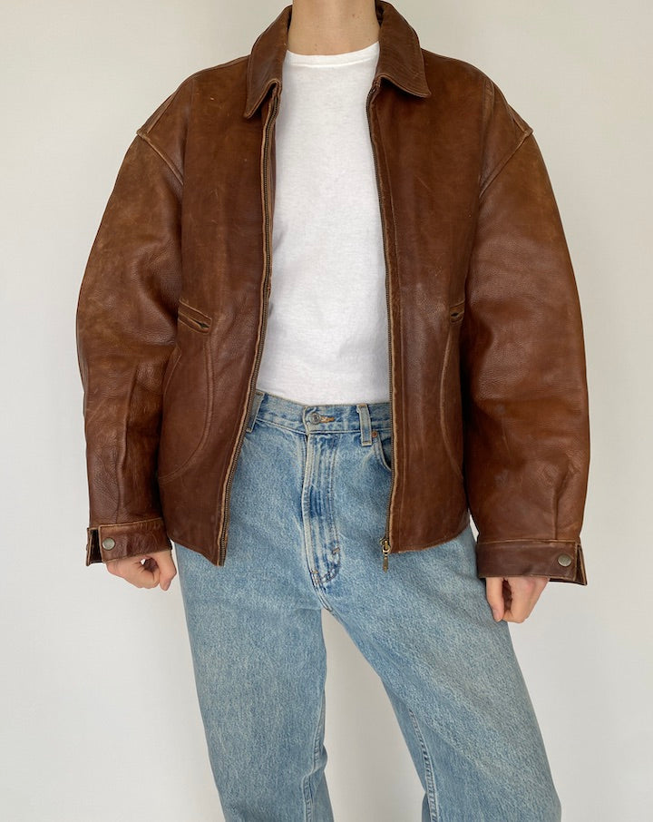 VINTAGE LEATHER JACKET IN BROWN 5426
